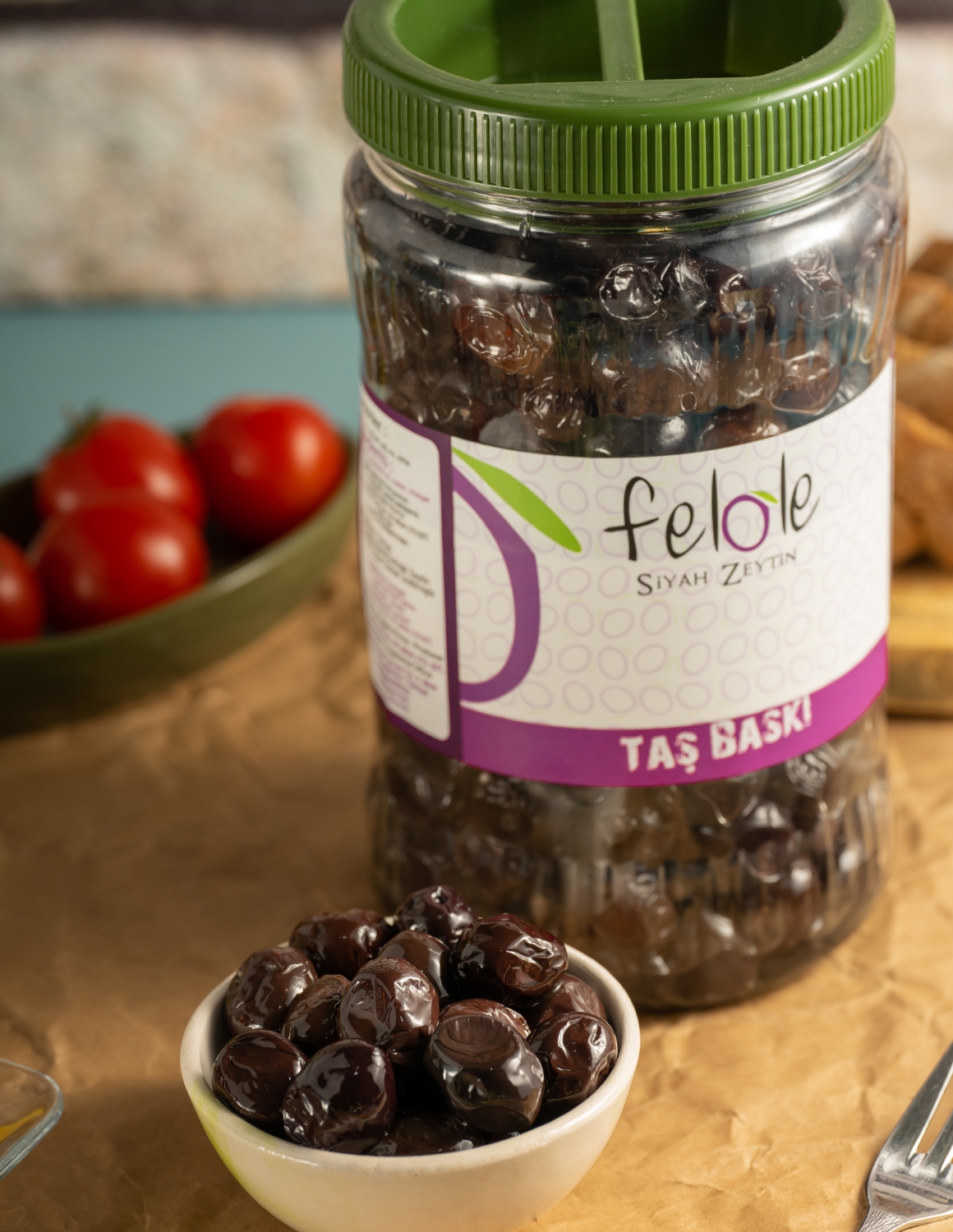 Felole Doğal Fermente Siyah Zeytin 900 Gr Pet Kavanoz-S-(290-320)